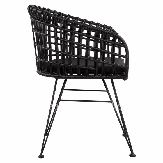 Armchair nest type metallic Allegra HM5456.02 Wicker Black 59x56.5x83cm