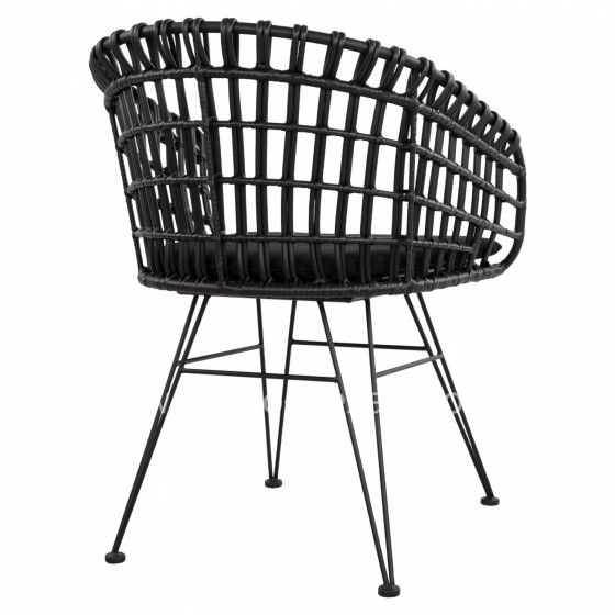 Armchair nest type metallic Allegra HM5456.02 Wicker Black 59x56.5x83cm