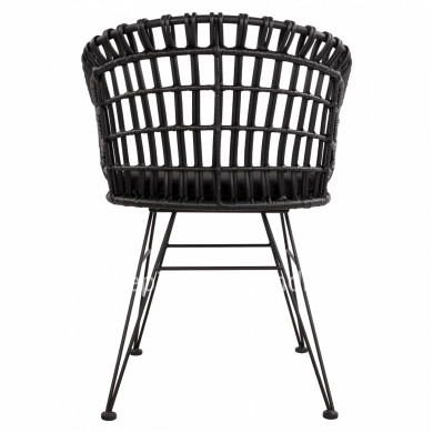 ΠΟΛΥΘΡΟΝΑ ΤΥΠΟΥ ΦΩΛΙΑ ΜΕΤΑΛΛΙΚΗ ALLEGRA HM5456.02 ΜΕ WICKER ΜΑΥΡΟ 59Χ56,5Χ83Υ εκ.