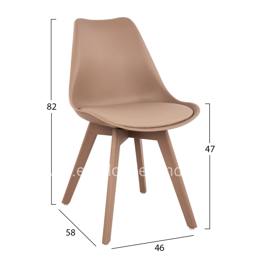 Dining Chair Vegas HM0033.45 with polypropylene legs and PP seat Cappuccino 49x55.5x84H cm.