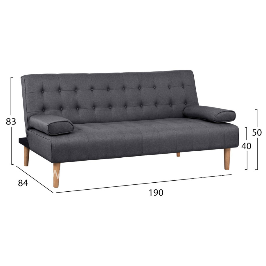 Sofa Bed Wanda HM3149.01 Grey Fabric and 2 Pillows 190x84x83cm