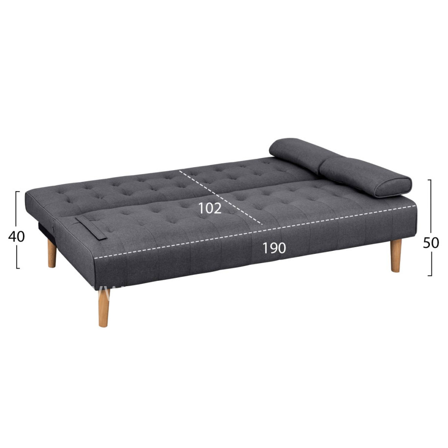 Sofa Bed Wanda HM3149.01 Grey Fabric and 2 Pillows 190x84x83cm