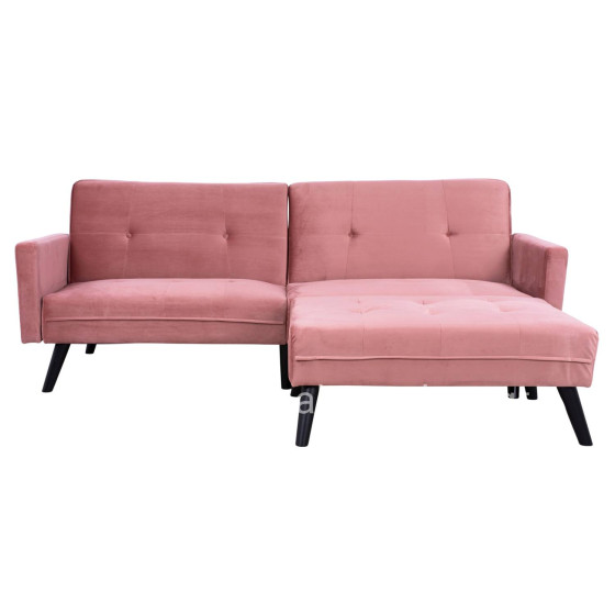 CORNER SOFA BED VELVET DUSTY PINK WITH FOOTREST 211X158X83Y cm.HM3151.02