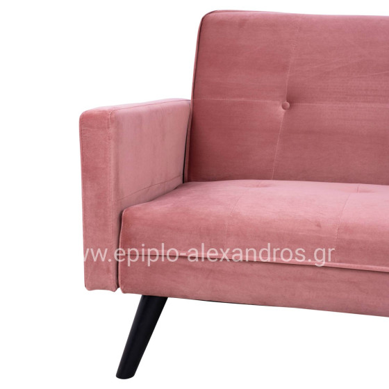 CORNER SOFA BED VELVET DUSTY PINK WITH FOOTREST 211X158X83Y cm.HM3151.02