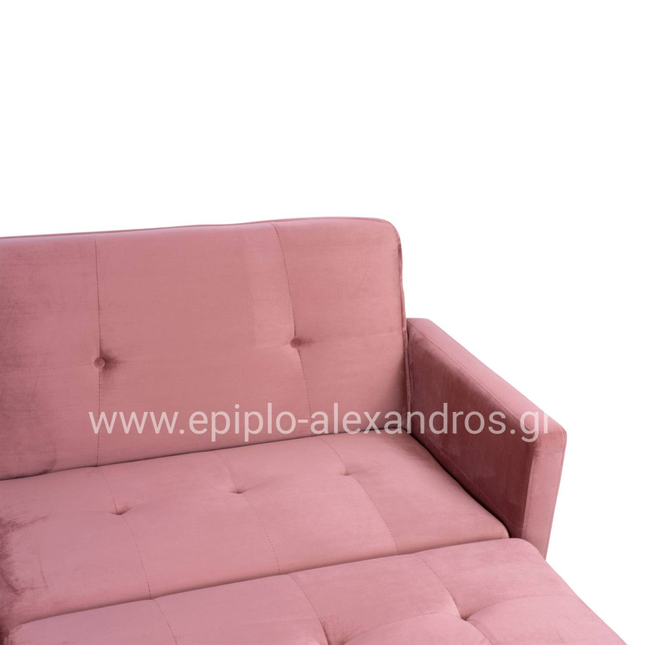 CORNER SOFA BED VELVET DUSTY PINK WITH FOOTREST 211X158X83Y cm.HM3151.02
