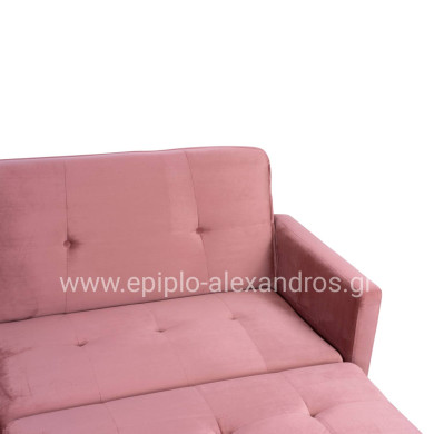 CORNER SOFA BED VELVET DUSTY PINK WITH FOOTREST 211X158X83Y cm.HM3151.02