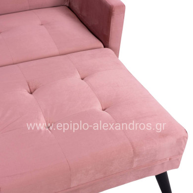 CORNER SOFA BED VELVET DUSTY PINK WITH FOOTREST 211X158X83Y cm.HM3151.02