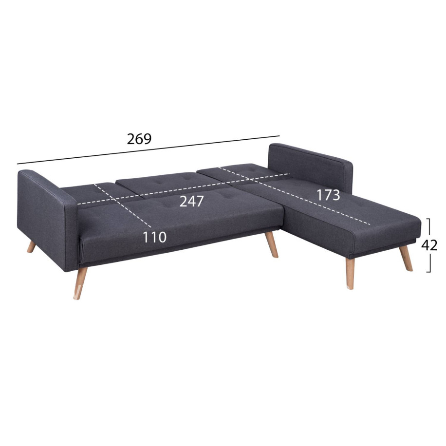 Reversible Corner Sofa Bed Talia HM3153 Grey Fabric 269x152x87cm