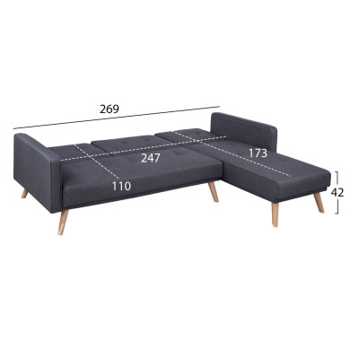 Reversible Corner Sofa Bed Talia HM3153 Grey Fabric 269x152x87cm