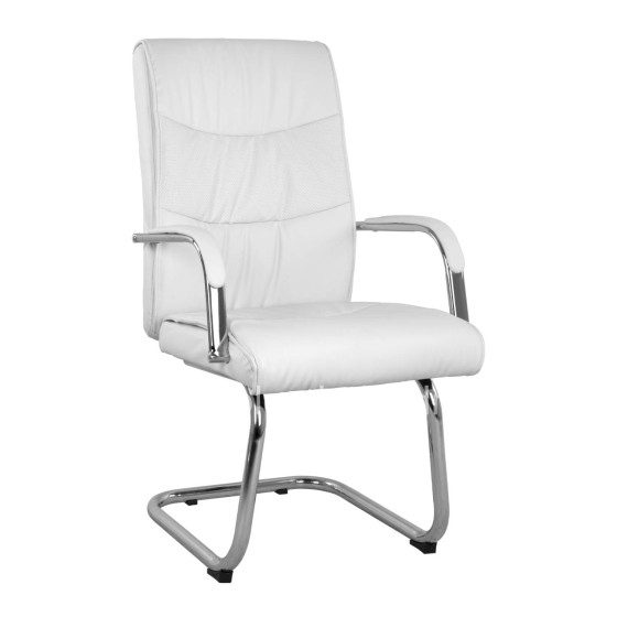 Visitor's Armchair JACOB HM1045.12 White PU with chromed  base  57x73.5x96 cm
