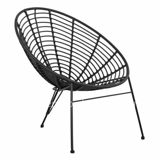HM5458.02 Armchair Allegra, nest type metallic, wicker in black color 73x83x86 cm