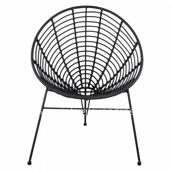 HM5458.02 Armchair Allegra, nest type metallic, wicker in black color  73x83x86 cm
