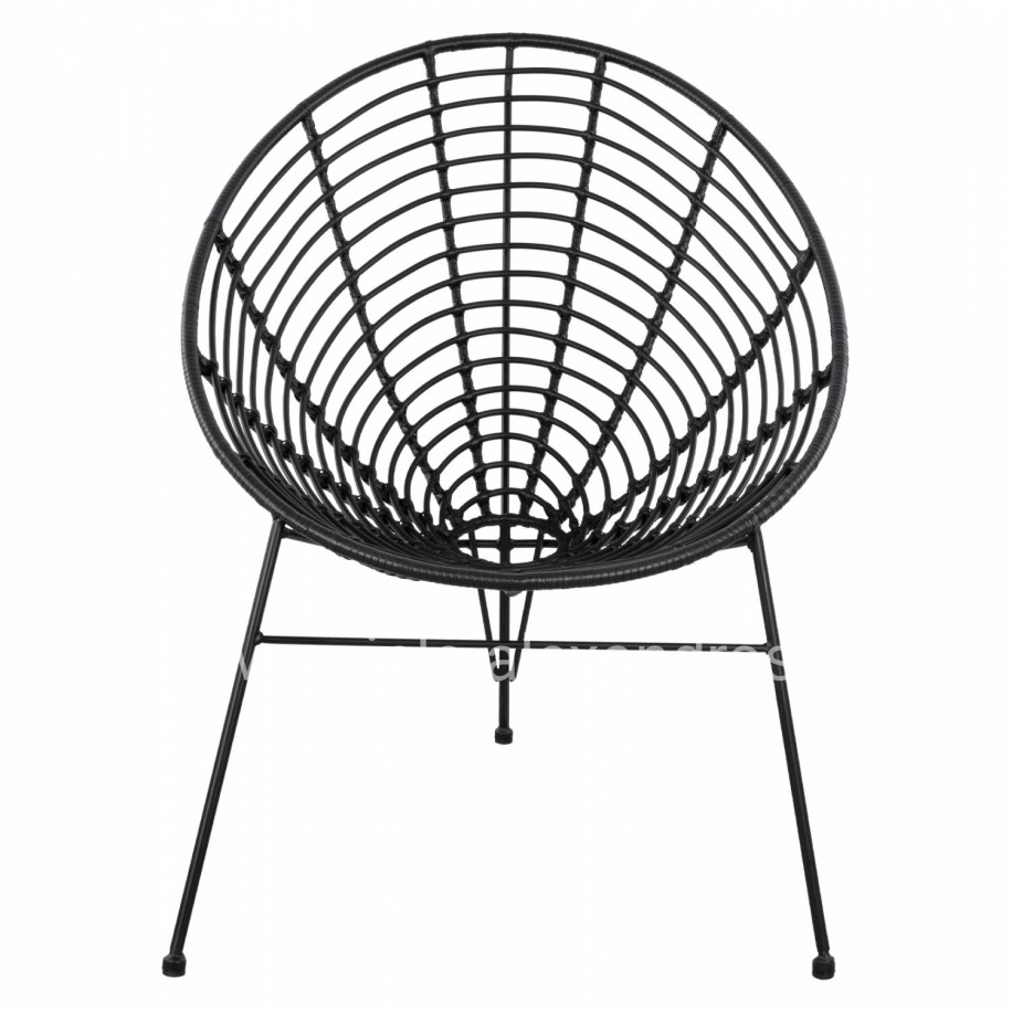 HM5458.02 Armchair Allegra, nest type metallic, wicker in black color  73x83x86 cm