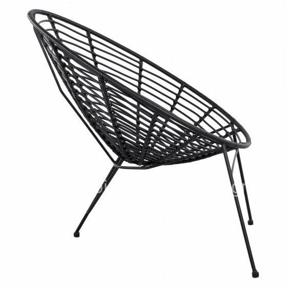 HM5458.02 Armchair Allegra, nest type metallic, wicker in black color  73x83x86 cm