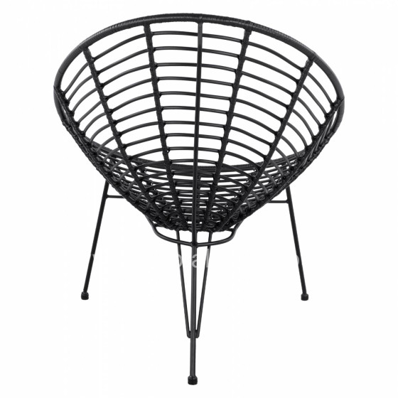 HM5458.02 Armchair Allegra, nest type metallic, wicker in black color  73x83x86 cm