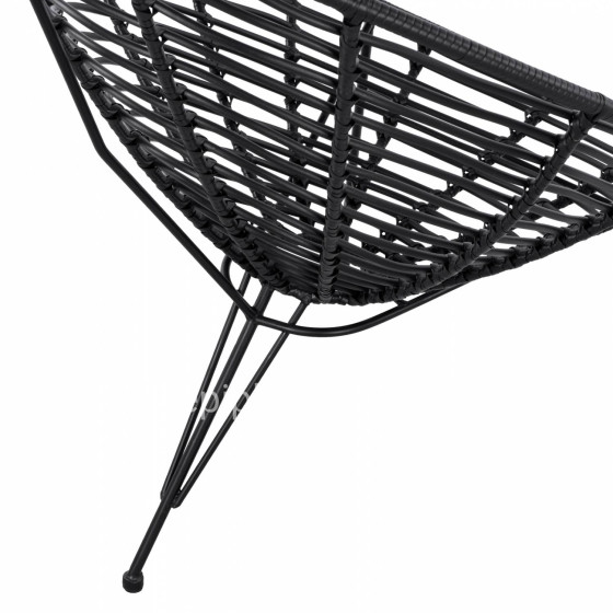 HM5458.02 Armchair Allegra, nest type metallic, wicker in black color  73x83x86 cm