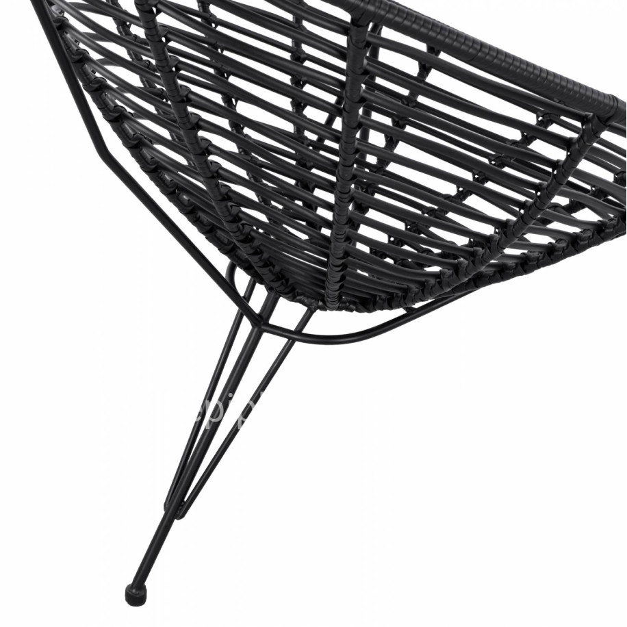 HM5458.02 Armchair Allegra, nest type metallic, wicker in black color  73x83x86 cm
