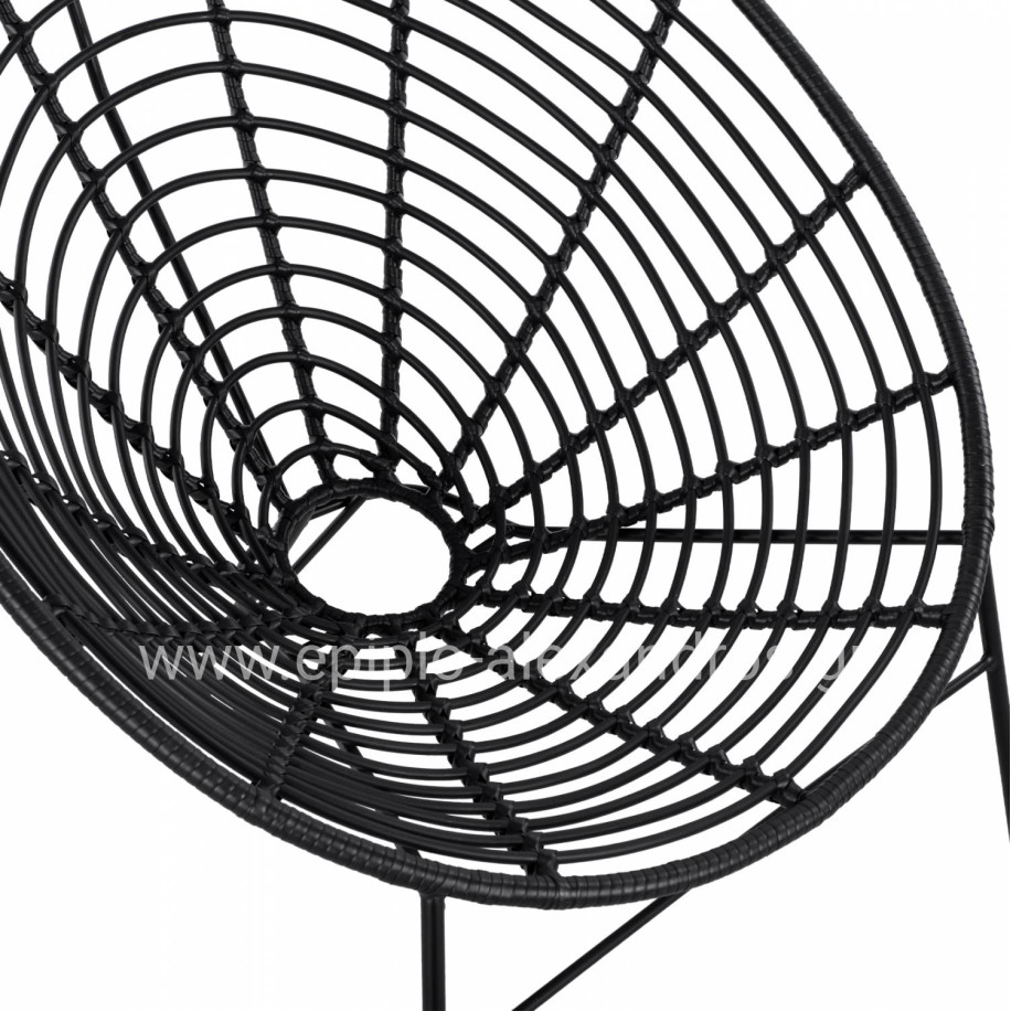 HM5458.02 Armchair Allegra, nest type metallic, wicker in black color  73x83x86 cm