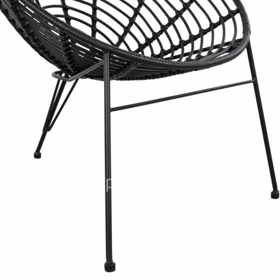 HM5458.02 Armchair Allegra, nest type metallic, wicker in black color  73x83x86 cm