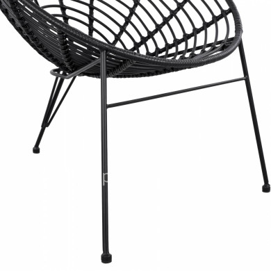 HM5458.02 Armchair Allegra, nest type metallic, wicker in black color  73x83x86 cm