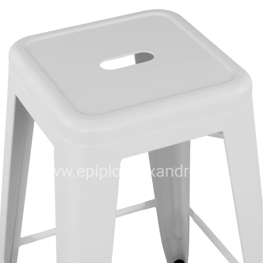 Bar Stool Medium Height Metallic HM8573.21 Melita in White Matte 43x43x67cm