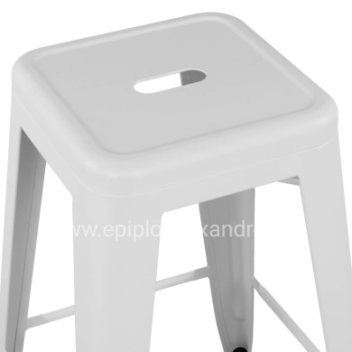 Bar Stool Medium Height Metallic HM8573.21 Melita in White Matte 43x43x67cm