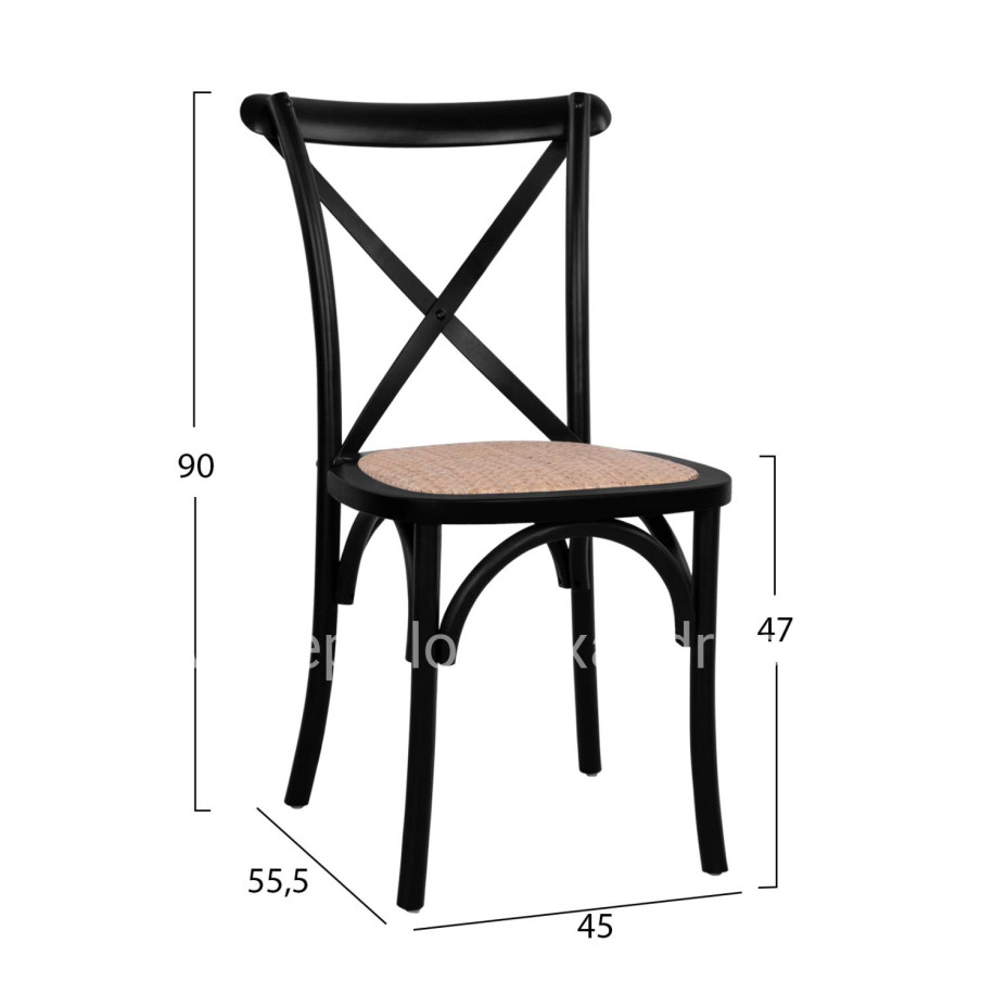 Chair Owen Stackable beech wood Black Matte with crossed back HM8575.02 45x55,5x90 cm