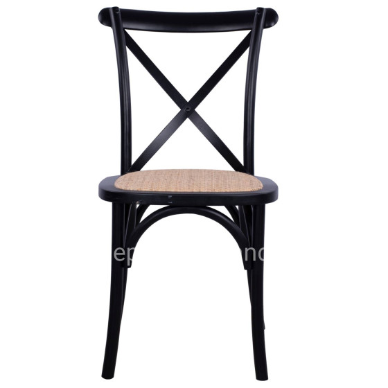 Chair Owen Stackable beech wood Black Matte with crossed back HM8575.02 45x55,5x90 cm