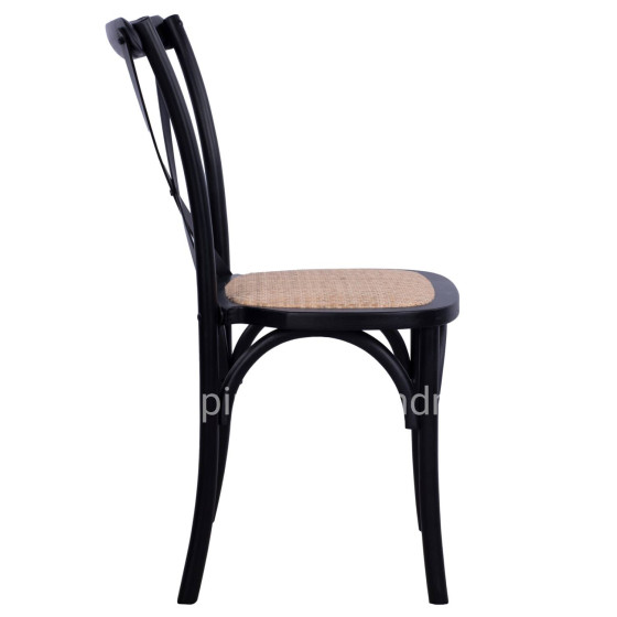 Chair Owen Stackable beech wood Black Matte with crossed back HM8575.02 45x55,5x90 cm