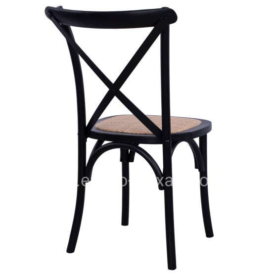 Chair Owen Stackable beech wood Black Matte with crossed back HM8575.02 45x55,5x90 cm