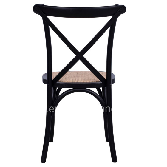 Chair Owen Stackable beech wood Black Matte with crossed back HM8575.02 45x55,5x90 cm
