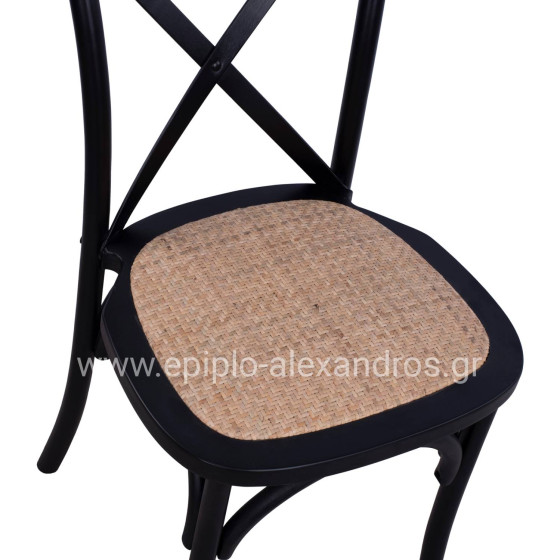 Chair Owen Stackable beech wood Black Matte with crossed back HM8575.02 45x55,5x90 cm