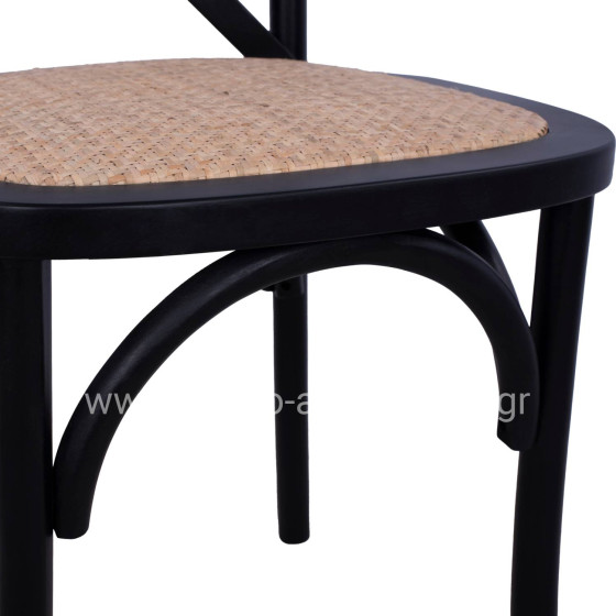 Chair Owen Stackable beech wood Black Matte with crossed back HM8575.02 45x55,5x90 cm