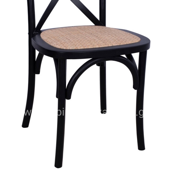 Chair Owen Stackable beech wood Black Matte with crossed back HM8575.02 45x55,5x90 cm