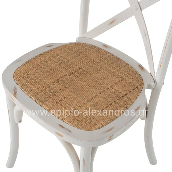 Chair Owen Stackable Wooden from Beech wood White Wash Color with crossed back HM8575.04 45x55,5x90 cm