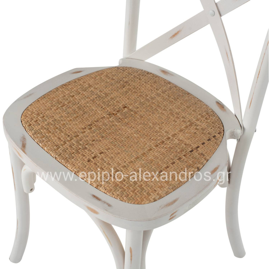 Chair Owen Stackable Wooden from Beech wood White Wash Color with crossed back HM8575.04 45x55,5x90 cm