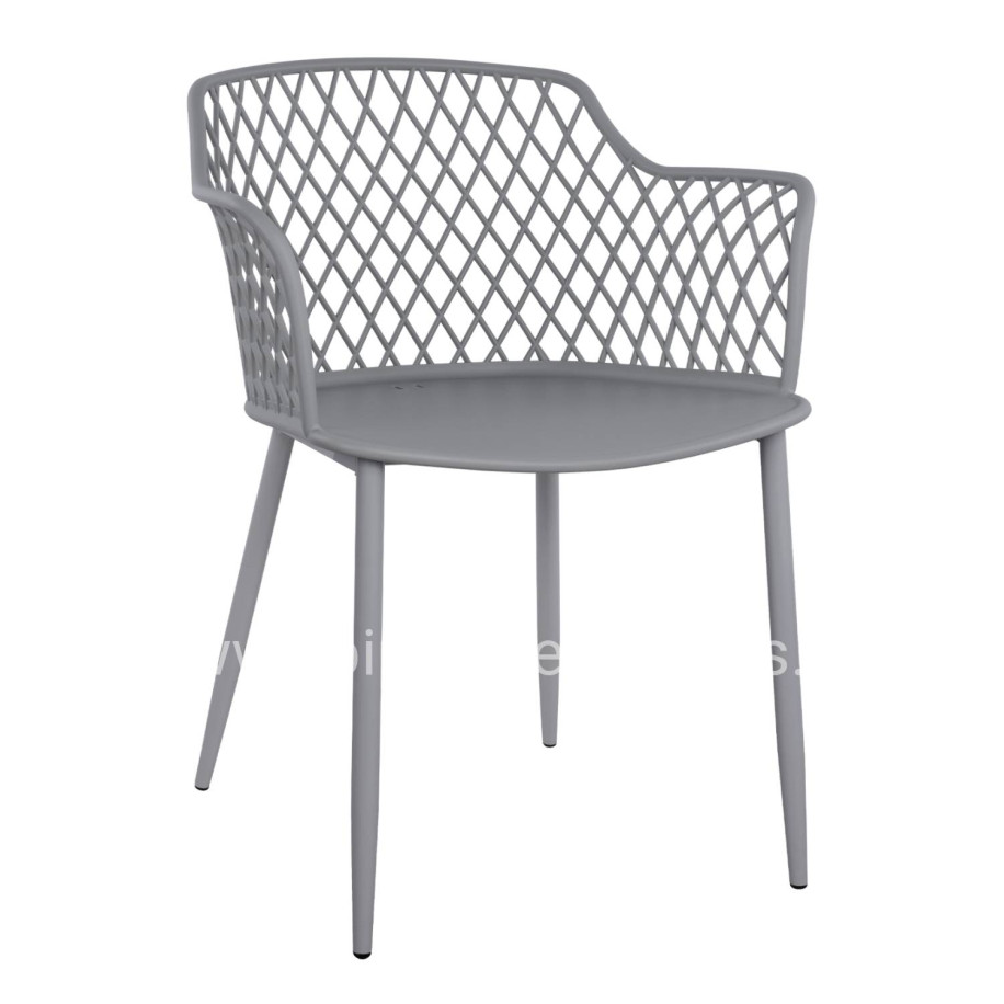 Polypropylene Armchair Jocelyn HM8510.10 Grey with metallic legs 62x55.5x79cm