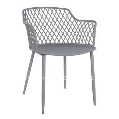 Polypropylene Armchair Jocelyn HM8510.10 Grey with metallic legs 62x55.5x79cm