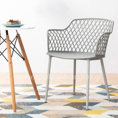 Polypropylene Armchair Jocelyn HM8510.10 Grey with metallic legs 62x55.5x79cm