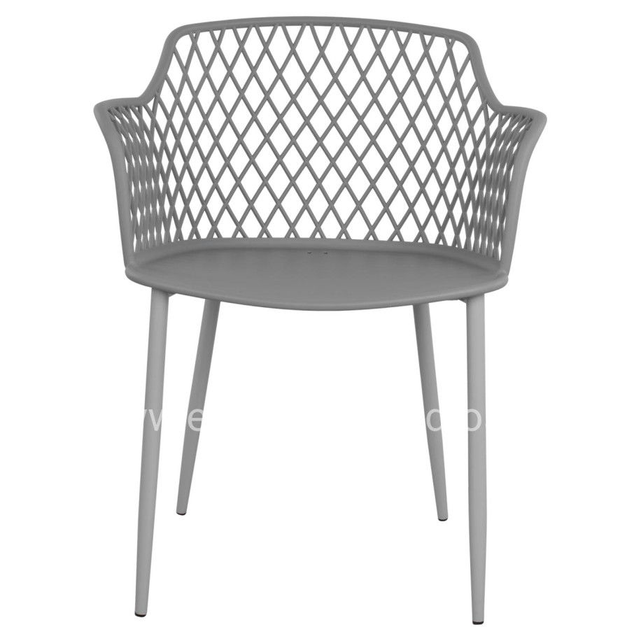 Polypropylene Armchair Jocelyn HM8510.10 Grey with metallic legs 62x55.5x79cm