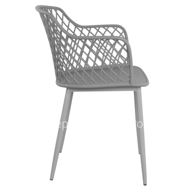 Polypropylene Armchair Jocelyn HM8510.10 Grey with metallic legs 62x55.5x79cm