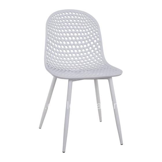 Polypropylene Armchair Milana HM8512.01 White with Metallic Legs 47x58x84cm