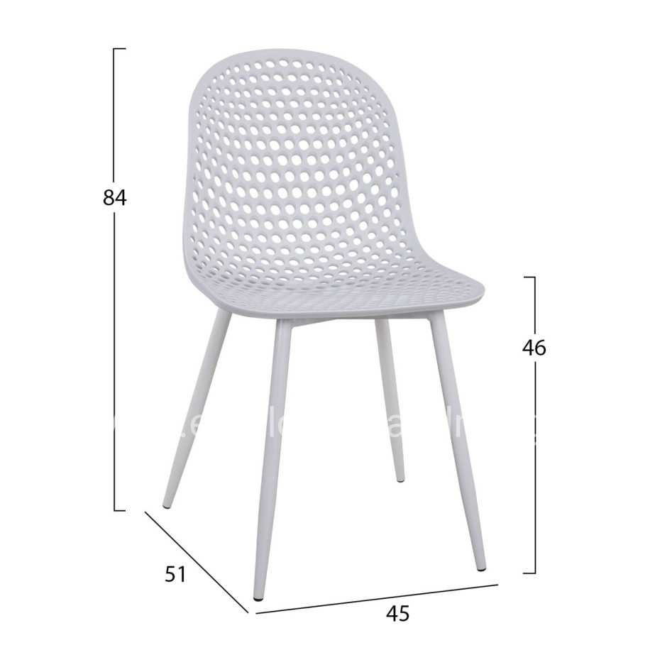 Polypropylene Armchair Milana HM8512.01 White with Metallic Legs 47x58x84cm