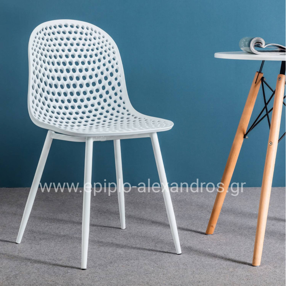 ΚΑΡΕΚΛΑ ΠΟΛΥΠΡΟΠΥΛΕΝΙΟΥ MILANA HM8512.01 ΛΕΥΚΟ ΜΕ ΜΕΤΑΛΛΙΚΑ ΠΟΔΙΑ 45X51X84Υ εκ.