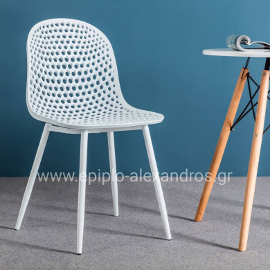 ΚΑΡΕΚΛΑ ΠΟΛΥΠΡΟΠΥΛΕΝΙΟΥ MILANA HM8512.01 ΛΕΥΚΟ ΜΕ ΜΕΤΑΛΛΙΚΑ ΠΟΔΙΑ 45X51X84Υ εκ.