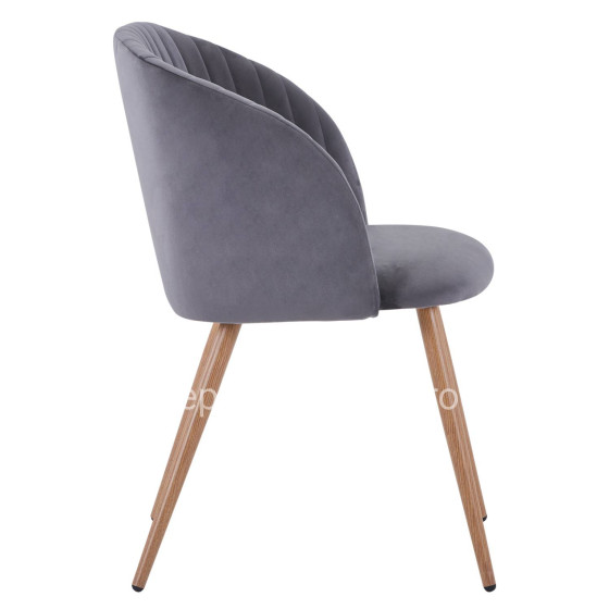 Armchair Leah with velvet grey and metallice legs HM8543.01 51x58x80 cm