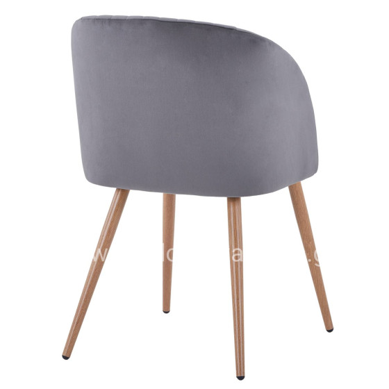 Armchair Leah with velvet grey and metallice legs HM8543.01 51x58x80 cm