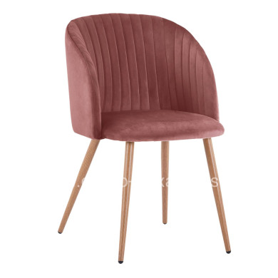 VELVET ARMCHAIR LEAH IN DUSTY PINK WITH METALLIC LEGS s HM8543.02 51x58x80 cm