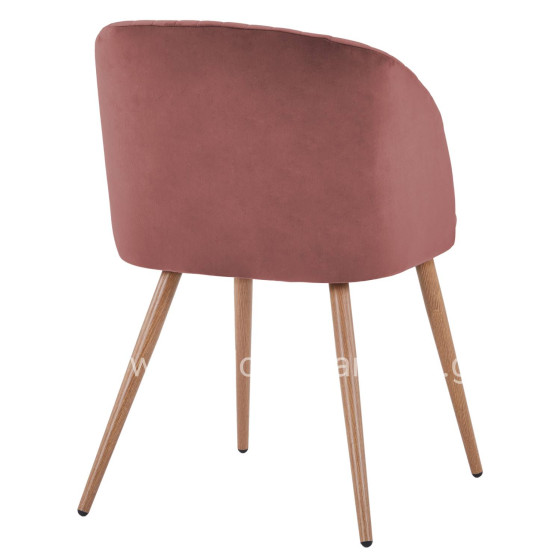 VELVET ARMCHAIR LEAH IN DUSTY PINK WITH METALLIC LEGS s HM8543.02 51x58x80 cm