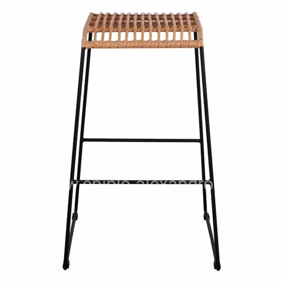 ΣΚΑΜΠΟ ΜΕΤΑΛΛΙΚΟ ALLEGRA HM5641 ΜΕ WICKER ΣΕ ΜΠΕΖ ΑΠΟΧΡΩΣΗ 49x50x76 εκ.